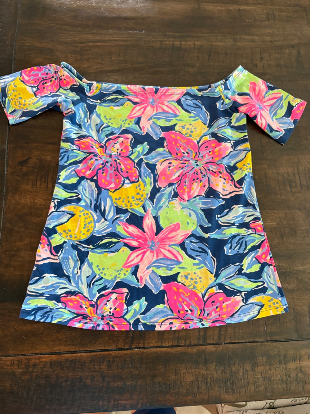 Lilly Pulitzer Keria Off The Shoulder Top Nauti Navy Capri Soleil XXS
